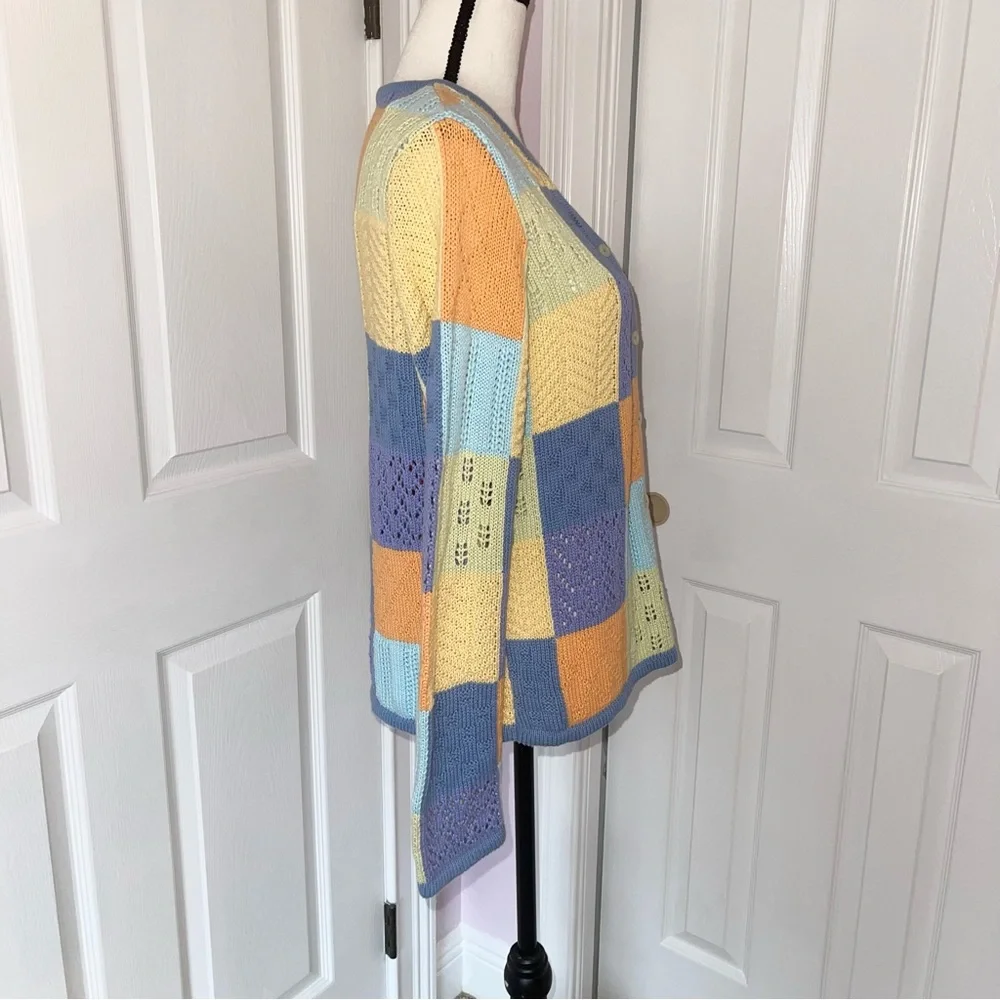 Talbots Multicolor Patchwork Cardigan - Picture 6 of 12